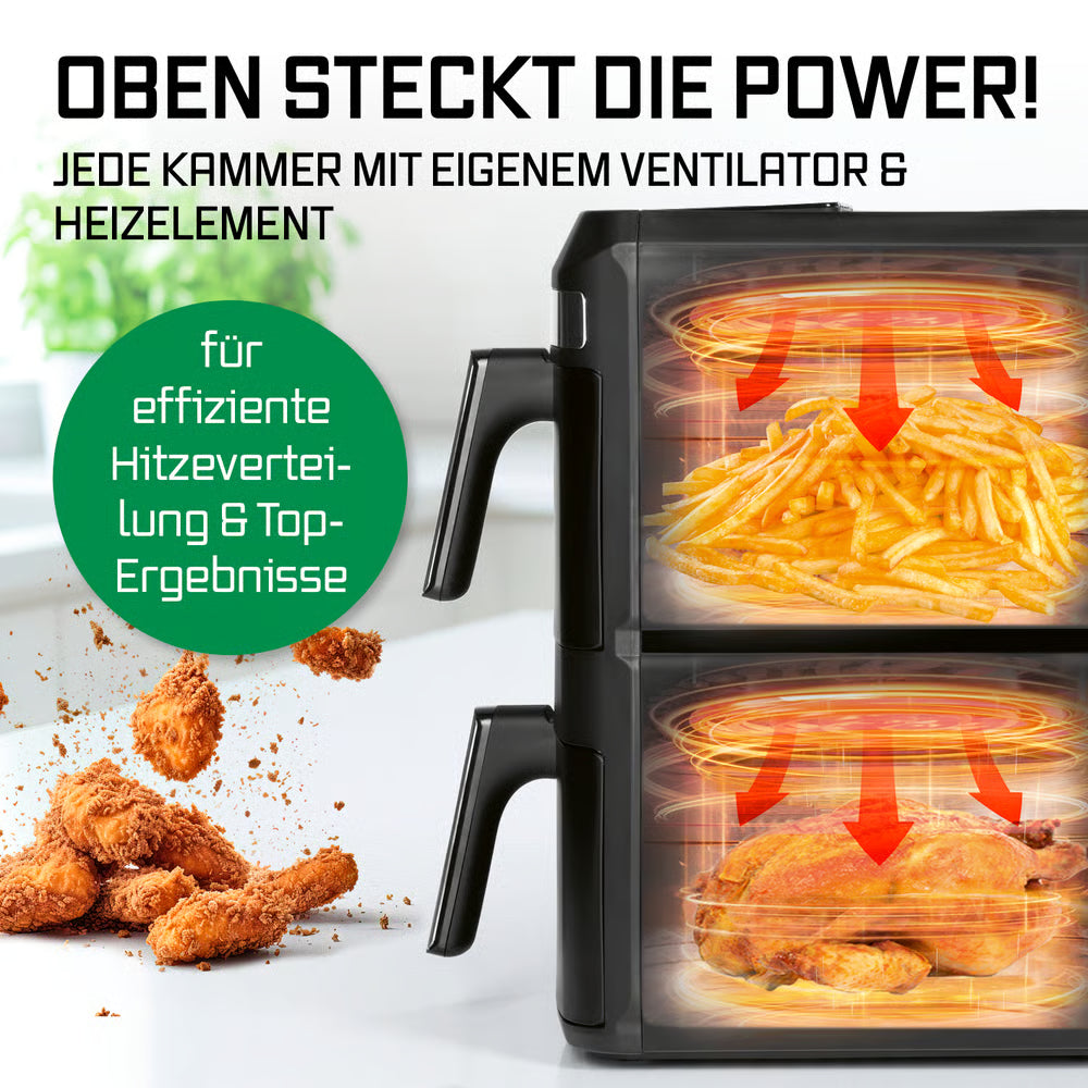 FryUp XL Vertikale Doppelkammer-Heißluftfritteuse