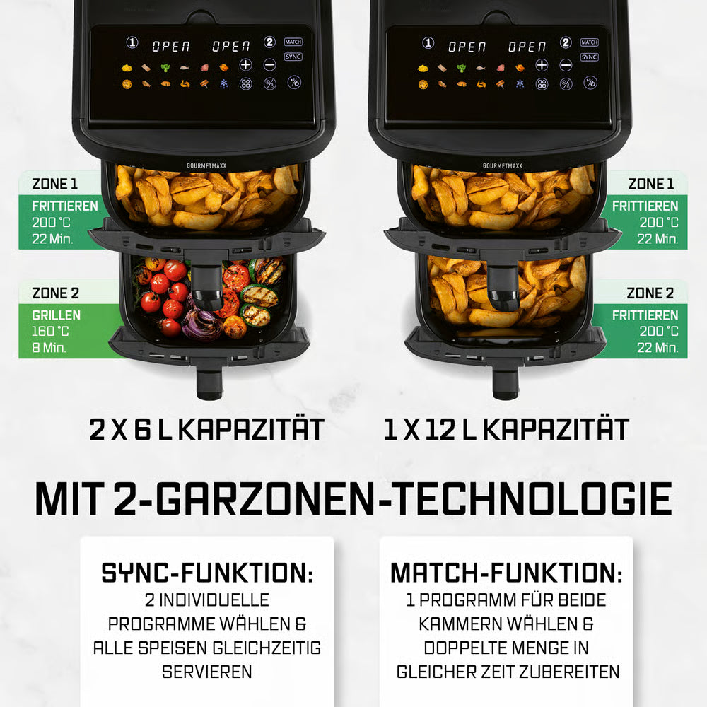 FryUp XL Vertikale Doppelkammer-Heißluftfritteuse