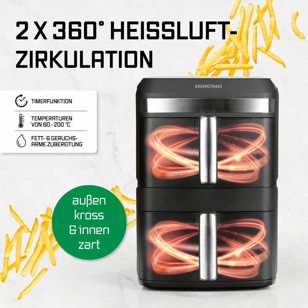 FryUp XL Vertikale Doppelkammer-Heißluftfritteuse