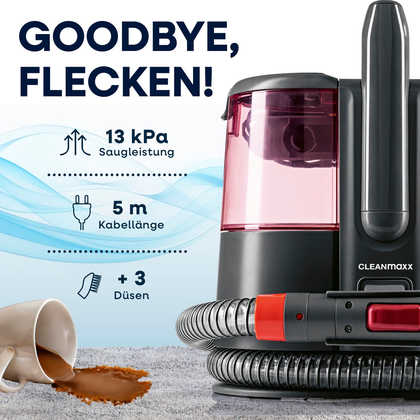 Polster- & Teppichreiniger Pro Power inkl. 1 l Teppich- & Polsterreiniger-Konzentrat - Grau/Rot