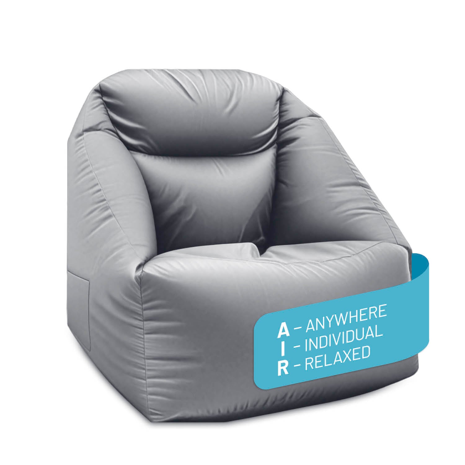 CrozyAir Luftsessel - 87 x 95 x 80/35 cm - Grau, auffälliger moderner Luftsessel mit stark gepolstertem Design.