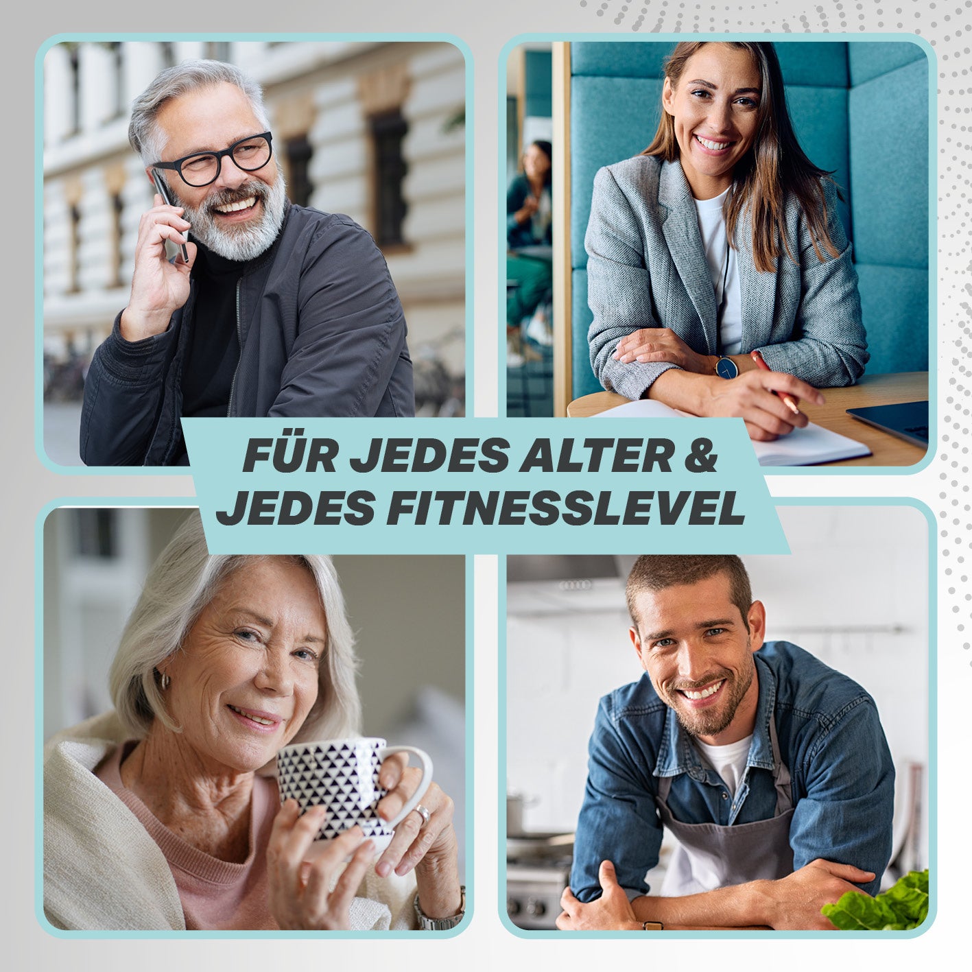 Vielseitige Nutzer verschiedenen Alters und Fitnesslevels mit dem Rückentrainer für Beweglichkeit & Stabilität - Mobilisation & Rotation