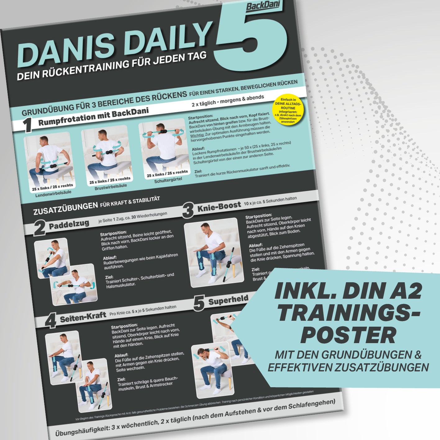 Rückentrainer für Beweglichkeit & Stabilität - Mobilisation & Rotation Übungsanleitung mit Training für Rumpfmobilität und Rückenstabilität