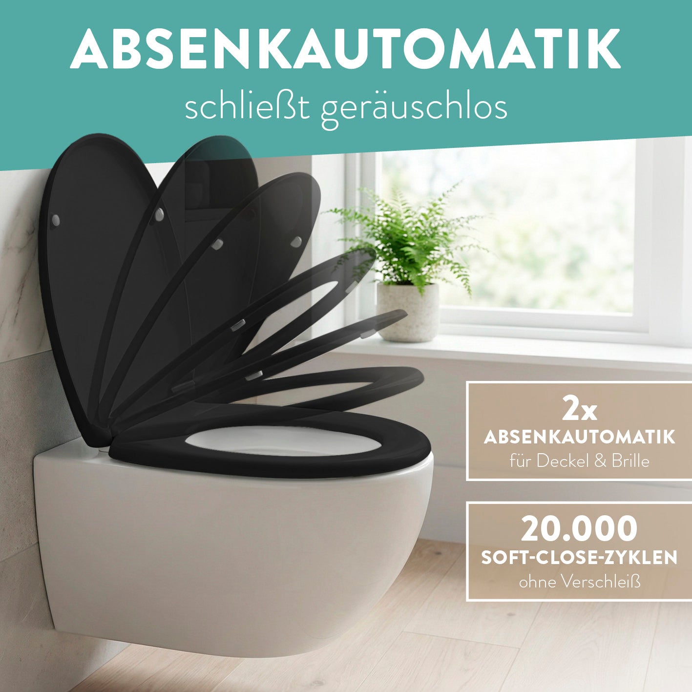 Premium Toilettendeckel - oval - schwarz