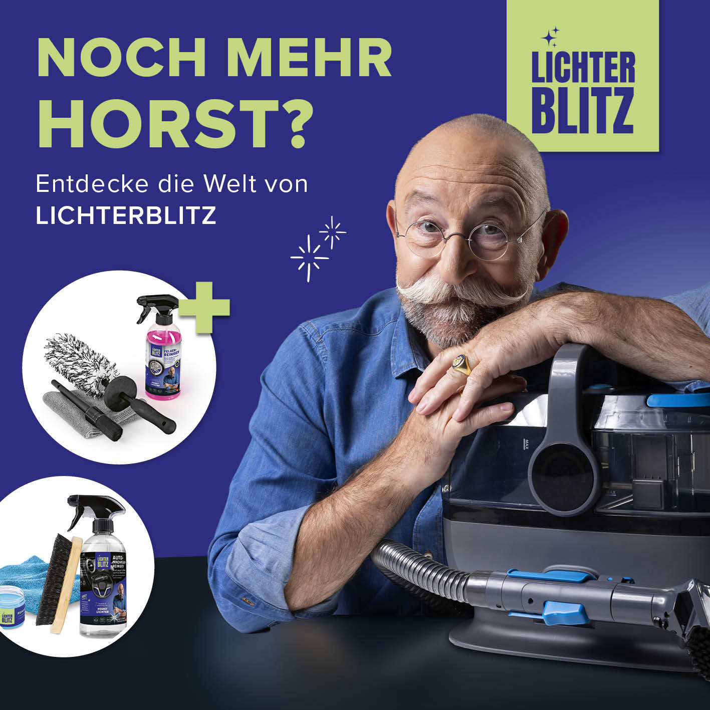 Trockentuch für Auto & Motorrad in quadratischem Format 1417x1417, Position 6 der Produktgalerie mit Horst Lichter-Motiv.