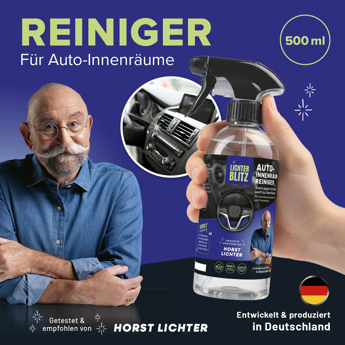 Auto-Innenraumreiniger 500 ml mit starker Reinigungskraft, empfohlen von Horst Lichter, speziell für Armaturen und Mittelkonsole, Galerie 2.