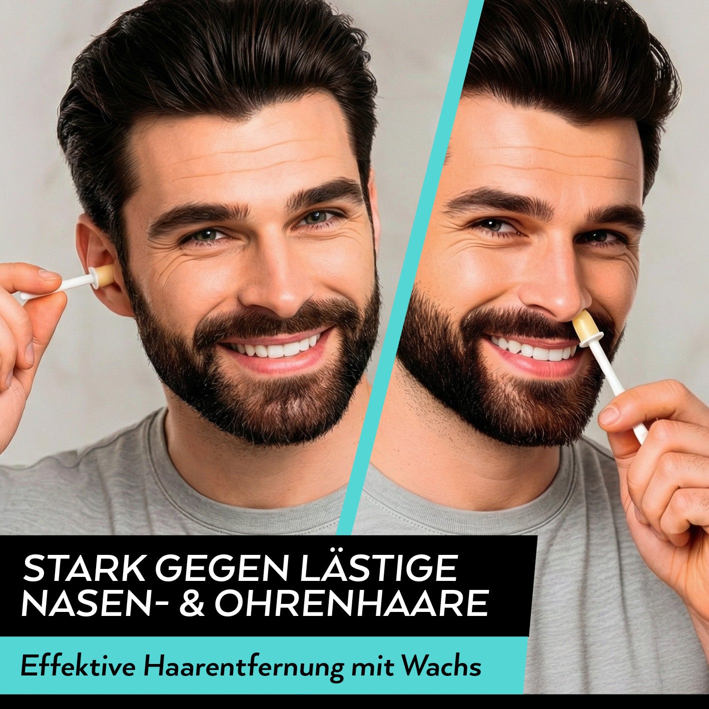 Wachs-Sticks zur Entfernung von Nasen- & Ohrenhaaren - 12er-Set Anwendung in Galerieposition 2 quadratisch 1417x1417 Pixel