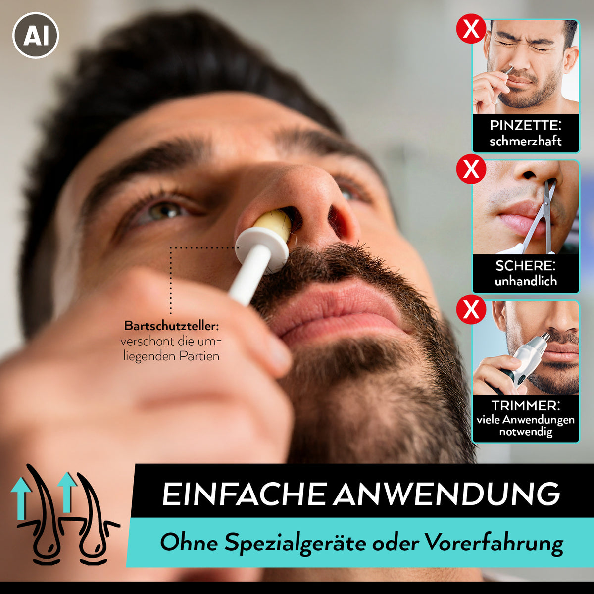 Wachs-Sticks zur Entfernung von Nasen- & Ohrenhaaren - 12er-Set bei einfacher Anwendung im Nasenbereich
