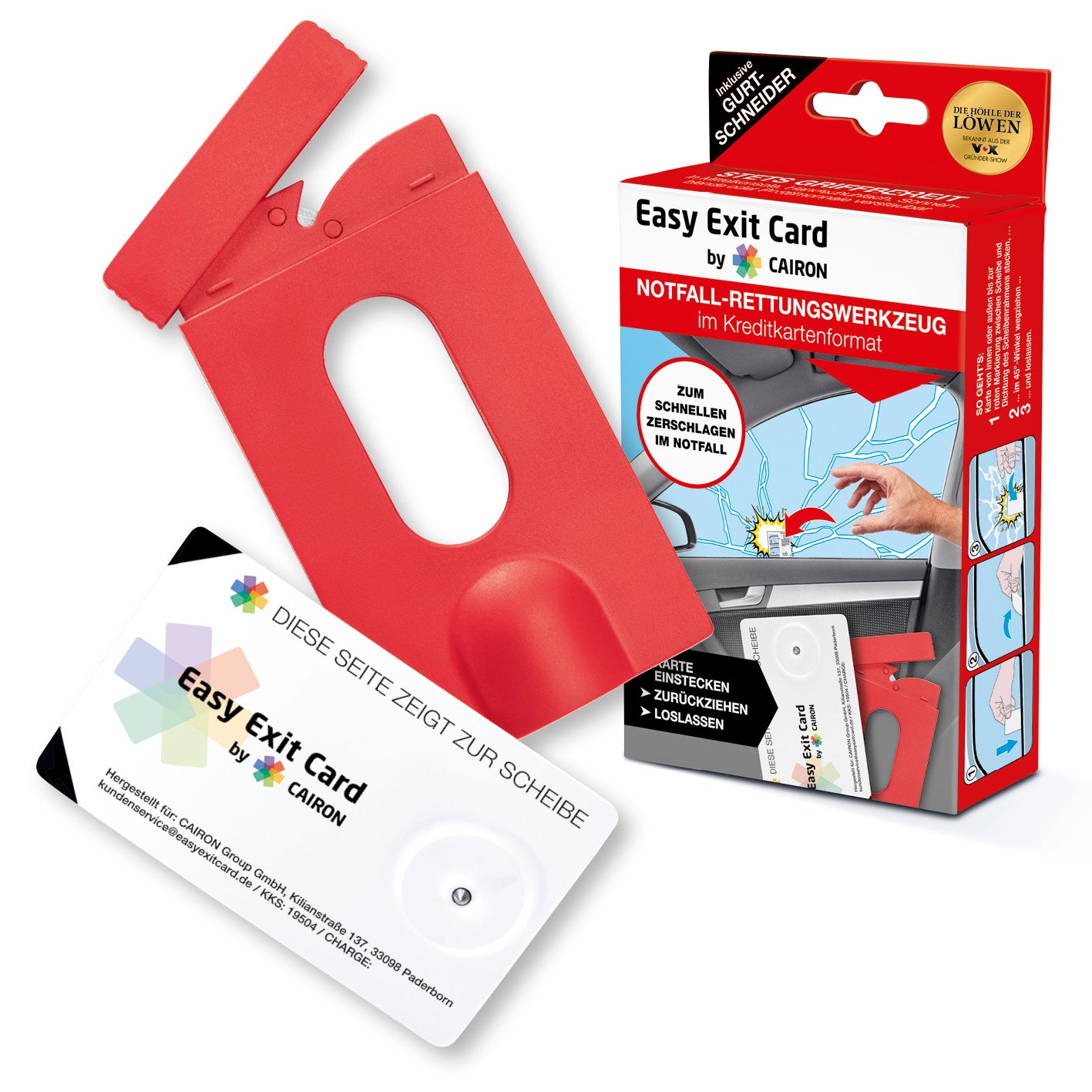 Notfall-Rettungswerkzeug im Kartenformat mit Gurtschneider