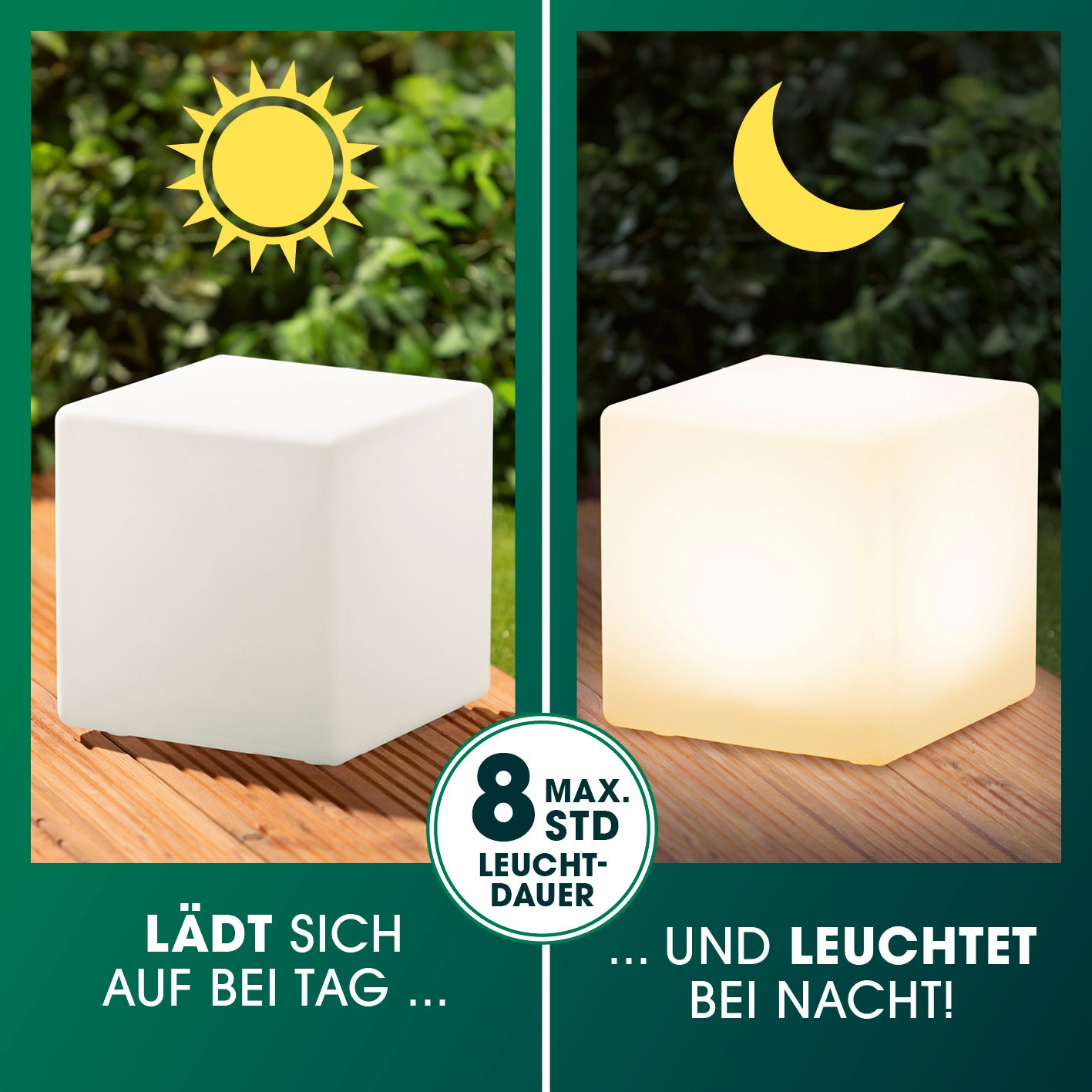 Solar-Dekowürfel mit Fernbedienung & Farbwechsel - 2er-Set