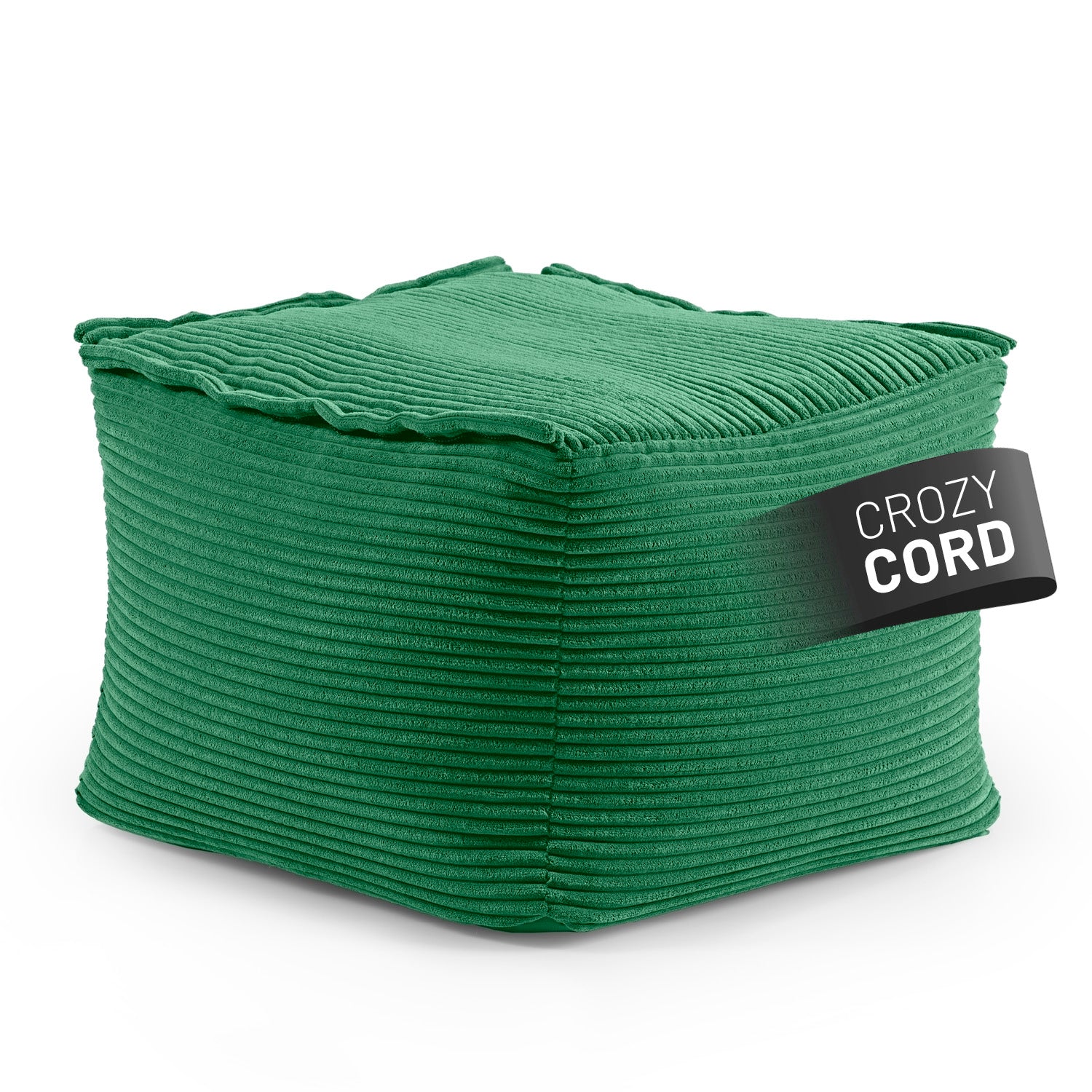 Modularer Hocker aus der LUMALAND Cord-Reihe - 140 L - 54 x 54 x 40 cm - Dunkelgrün, weicher Sitzwürfel aus Cordstoff