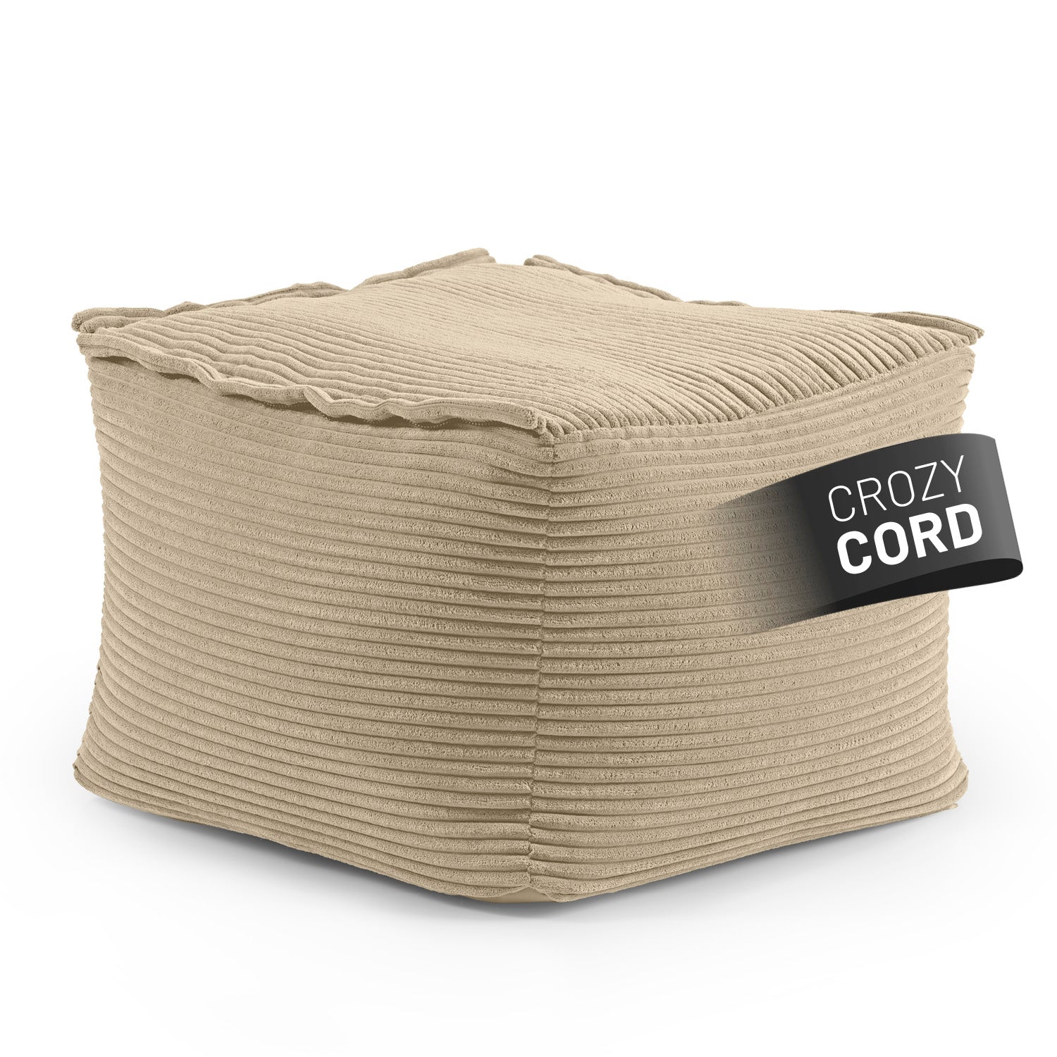 Modularer Hocker aus der LUMALAND Cord-Reihe 140 L in Beige mit kuscheliger Cordoberfläche 54 x 54 x 40 cm Sitzhöhe