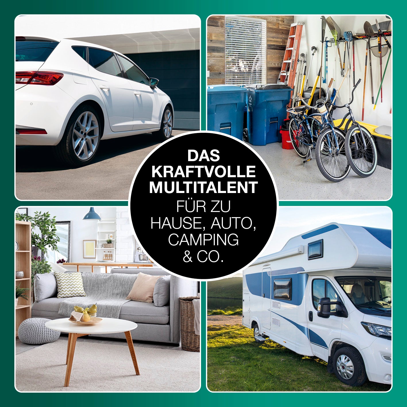 Akku-Handstaubsauger & Luftkompressor AirPower als vielseitiges Multitalent für Auto, Haus, Camping und Fahrradaufpumpen.