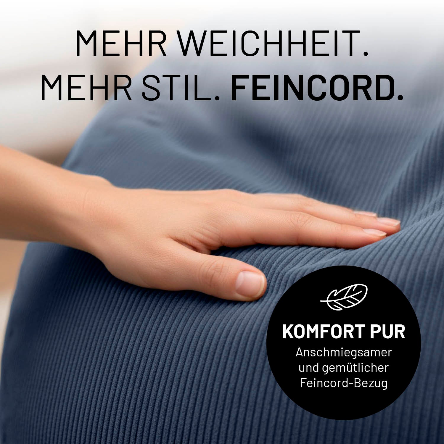 Comfort Line Pouf Feincord - 25 x 40 cm - 50 l - Dunkelblau