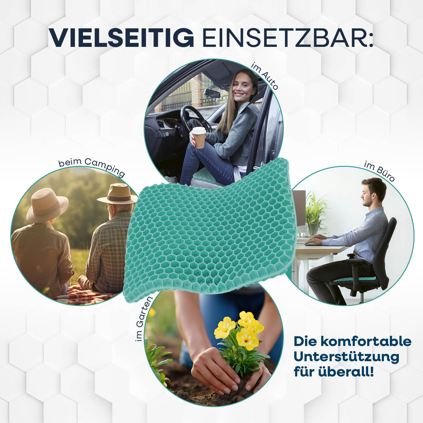 Komfort-Sitzkissen mit Wabenstruktur