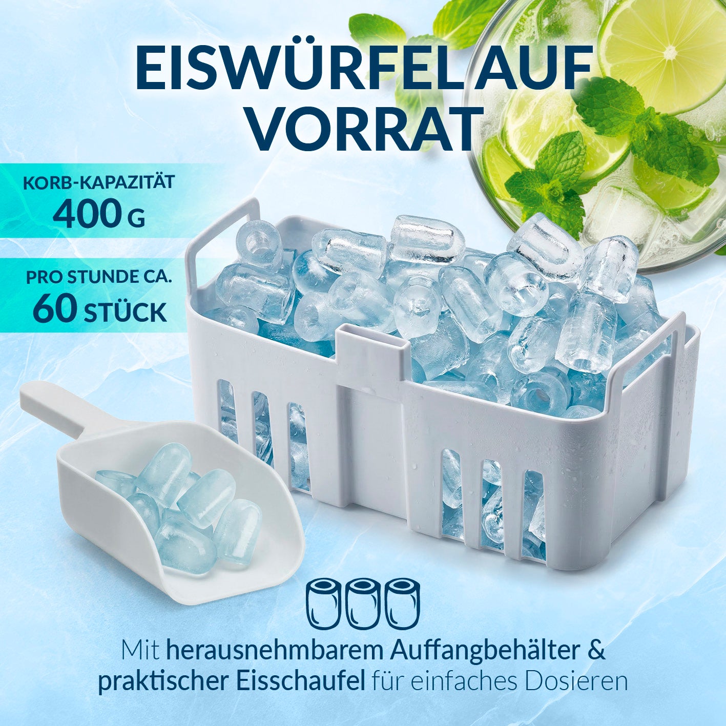 Eiswürfelmaschine - 1-l-Wassertank