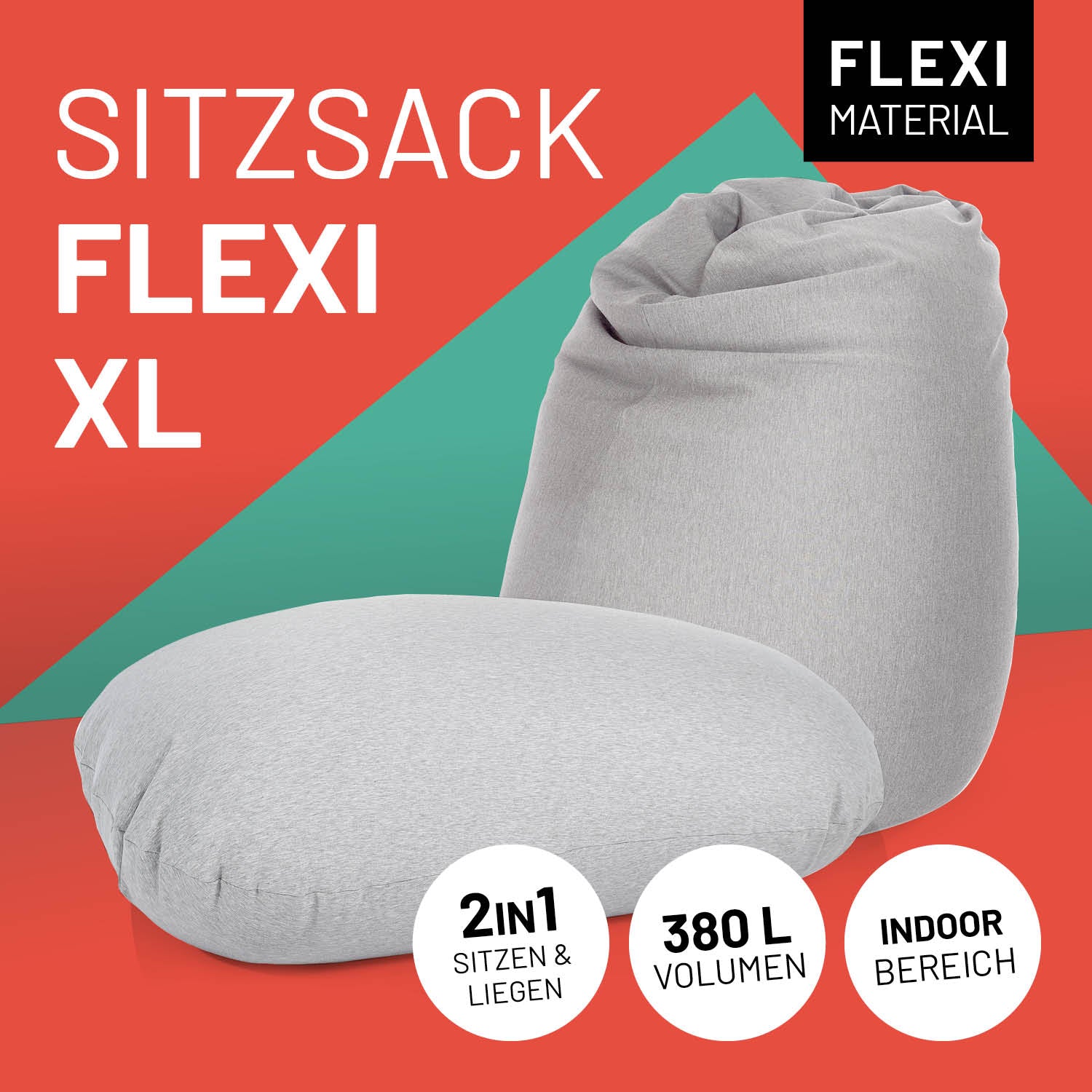 Flexi Comfort Sitzsack (380 L) - indoor - Hellgrau