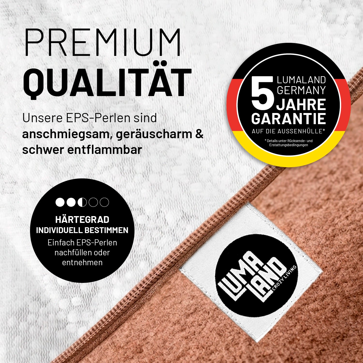 Comfort Line Sitzsack (185 L) - indoor - Braun mit Premium Qualität, anpassbarem Härtegrad und 5 Jahre Garantie auf die Außenschicht.