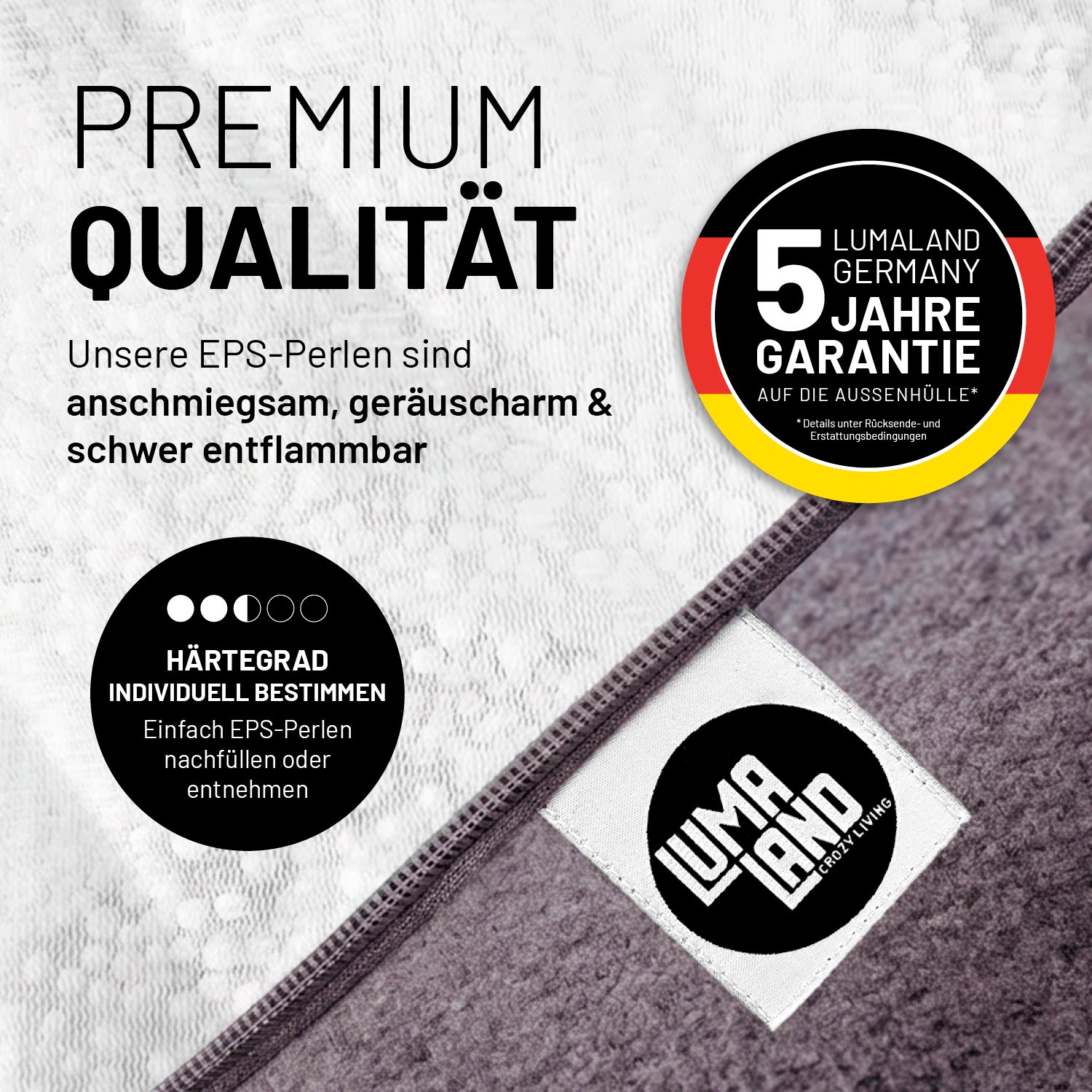 Comfort Line Sitzsack XXL (315 L) - indoor - Dunkelgrau mit hochwertiger EPS-Füllung, weich, geräuscharm und schwer entflammbar.
