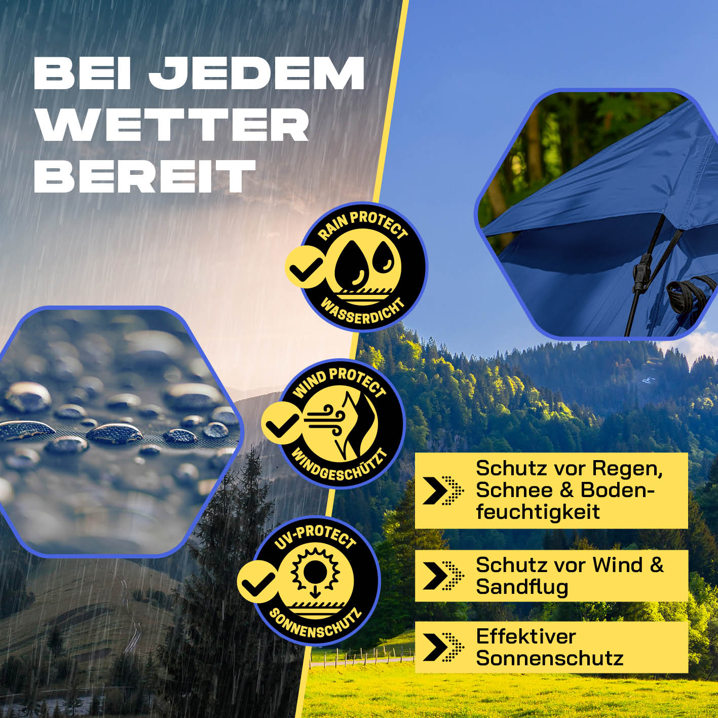 Pop up Kuppelzelt für 3 Personen - Blau