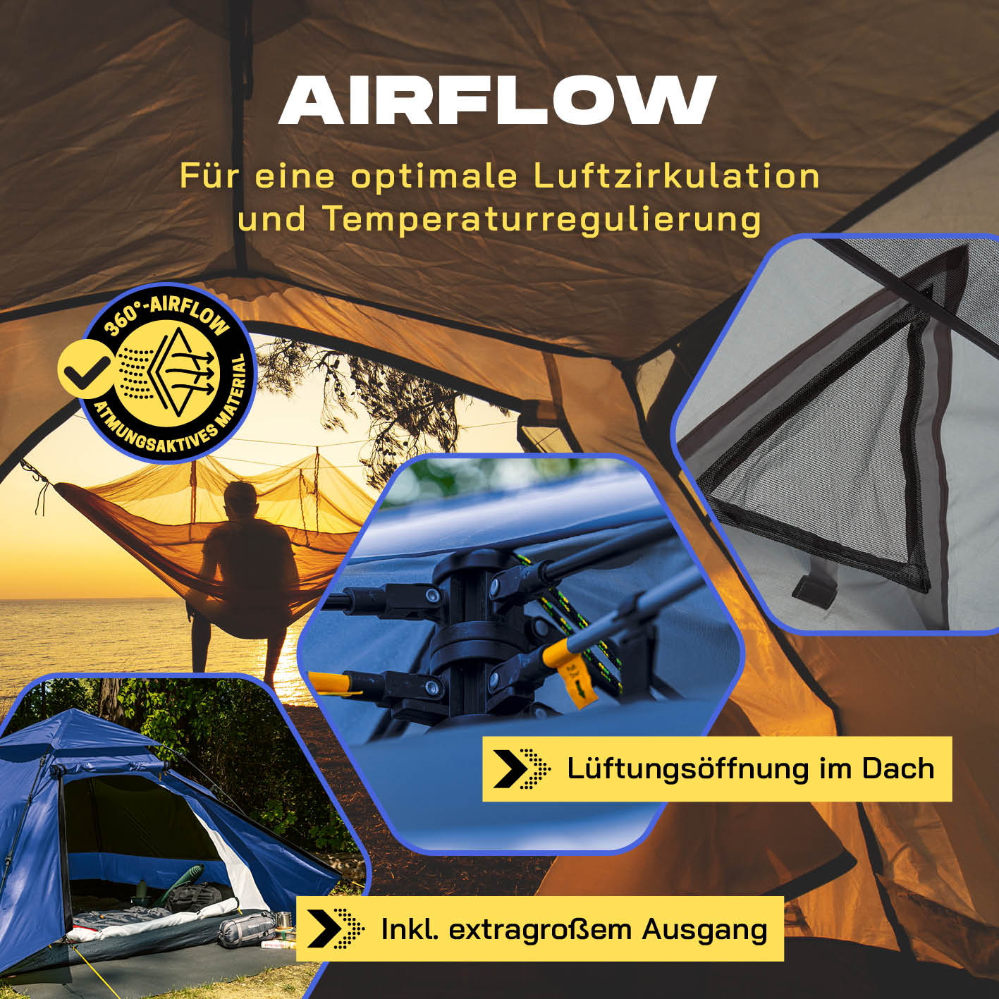 Pop up Kuppelzelt für 3 Personen - Blau