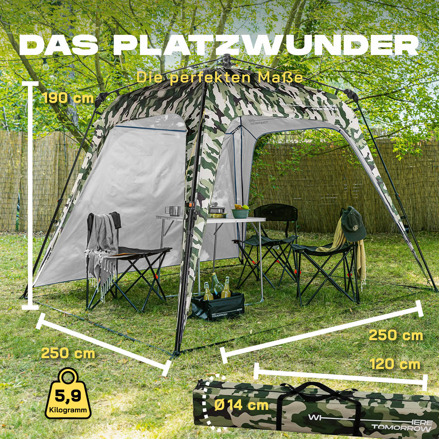 Pop up Pavillon - Camouflage Grün