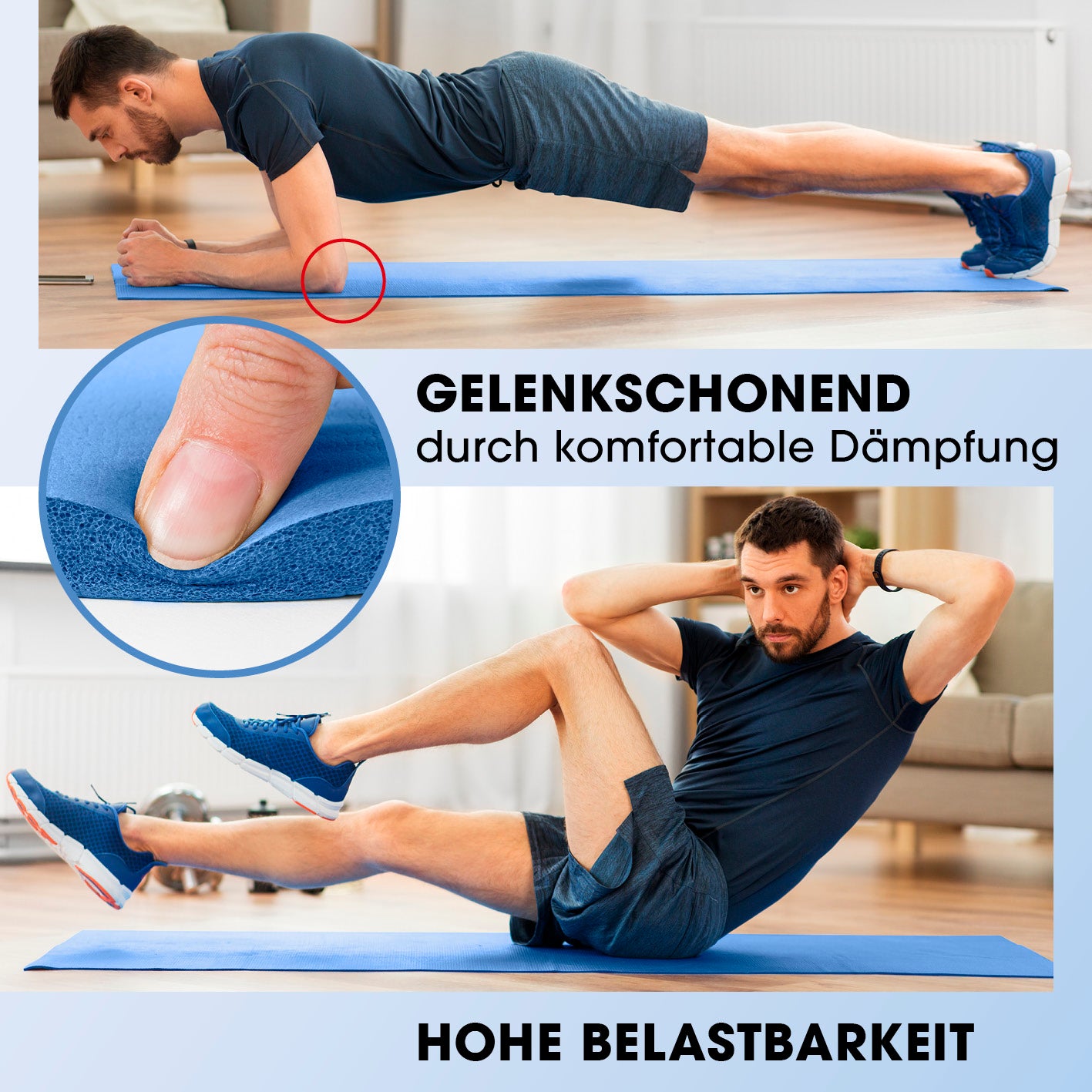 Fitness- und Gymnastikmatte - 183 x 61 x 1,5 cm - Blau