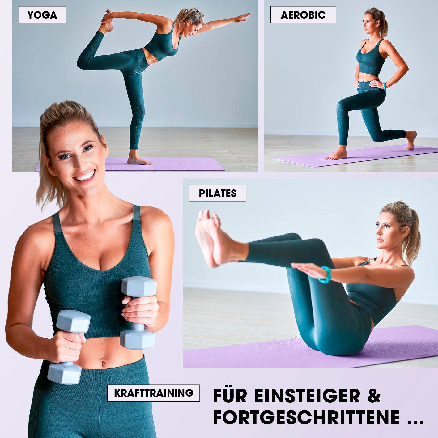 Fitness- und Gymnastikmatte - 183 x 61 x 1,5 cm - Lila