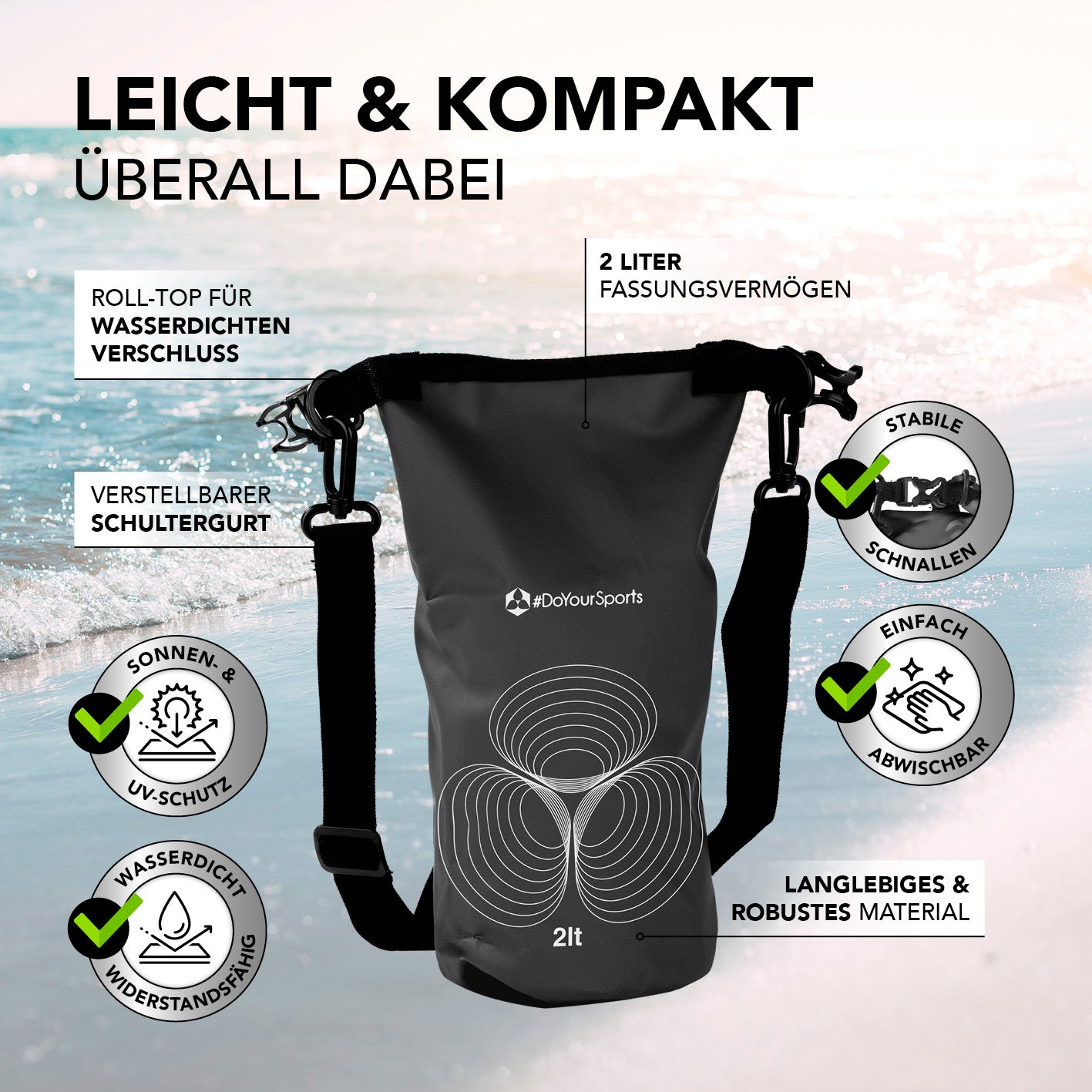 Dry Bag 2L - Schwarz