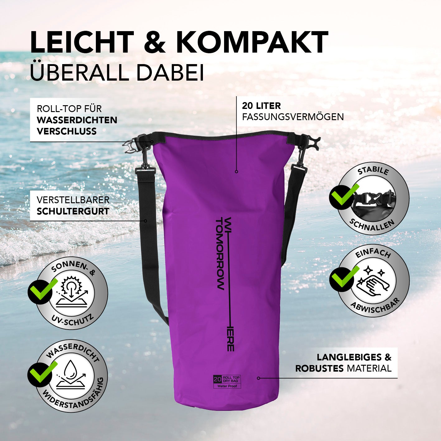 Dry Bag 20L - Style 02 - Lila