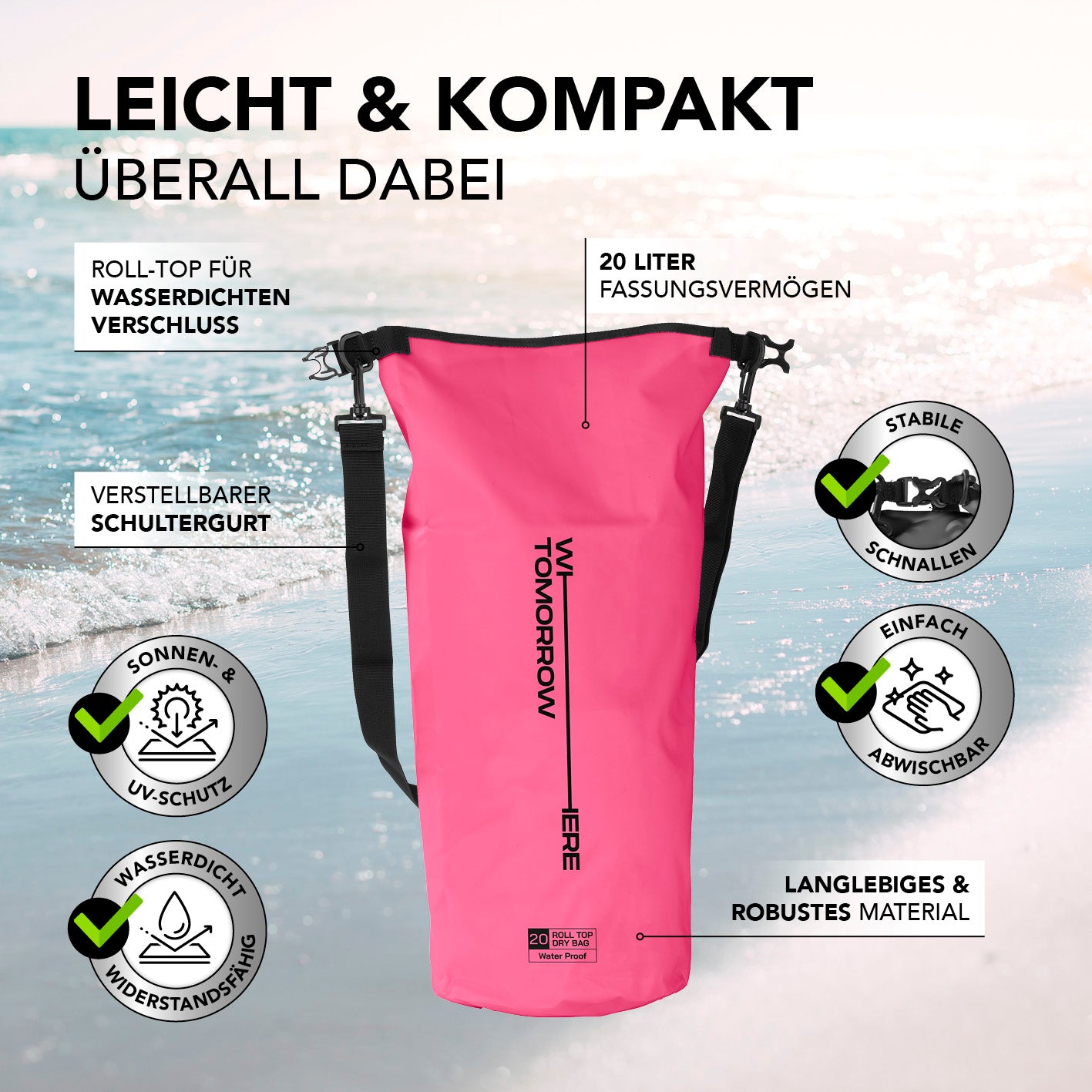 Dry Bag 20L - Style 02 - Pink