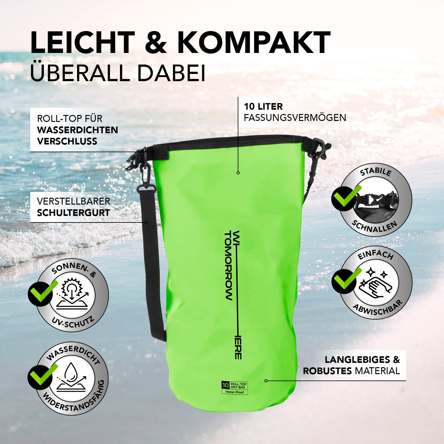 Dry Bag 10L - Style 02 - Grün