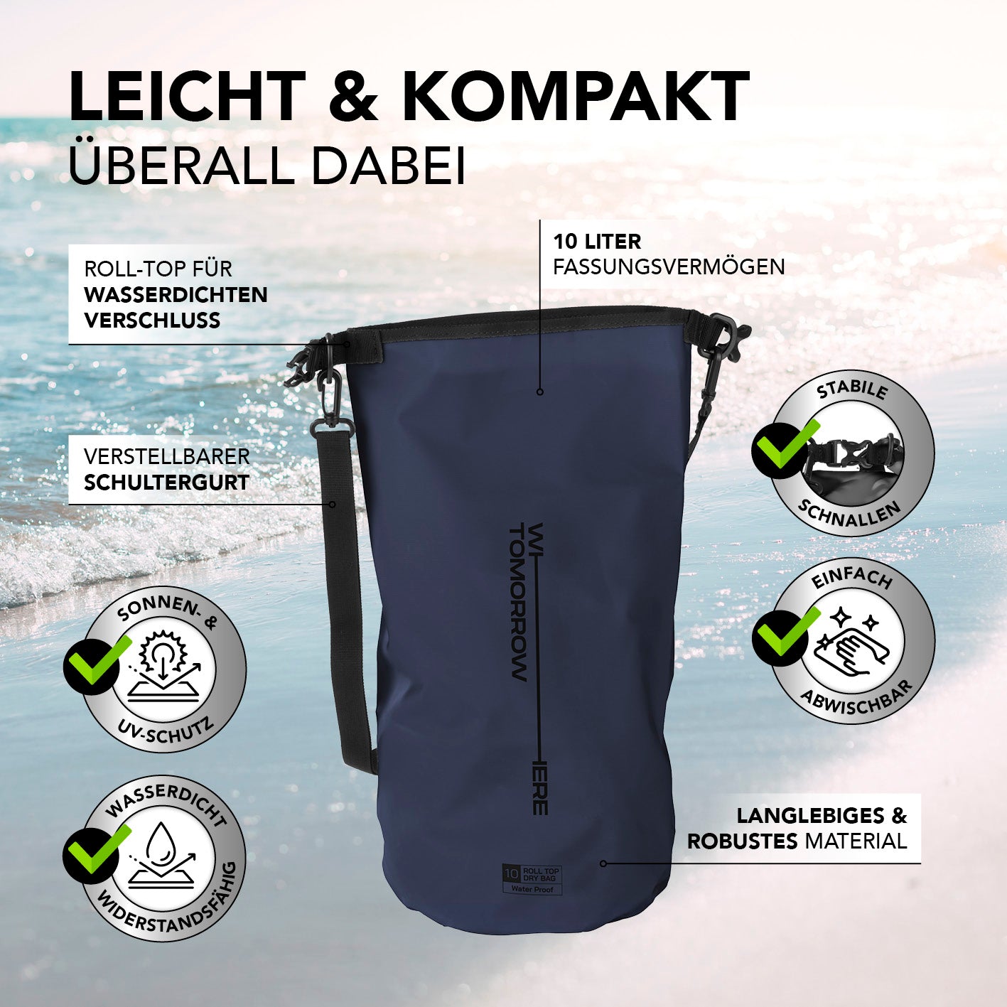 Dry Bag 10L - Style 02 - Dunkelblau