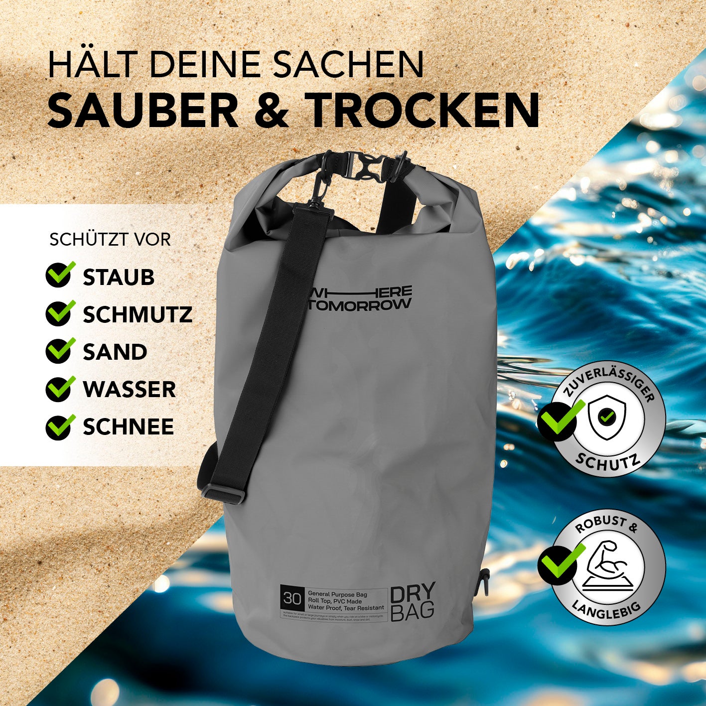 Dry Bag 30L - Style 01 - Grau
