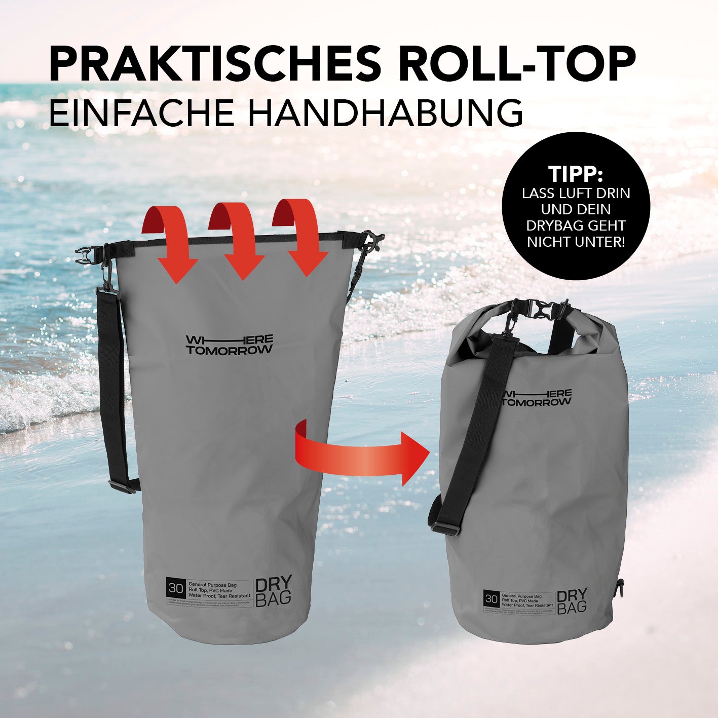 Dry Bag 30L - Style 01 - Grau