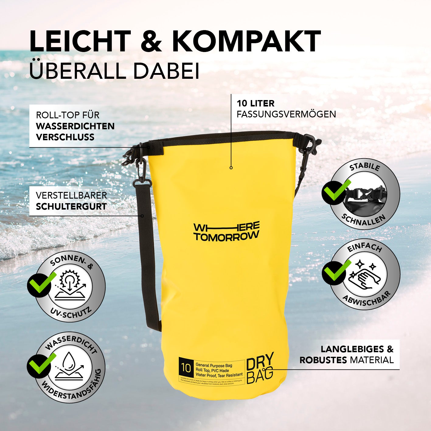 Dry Bag 10L - Style 01 - Gelb