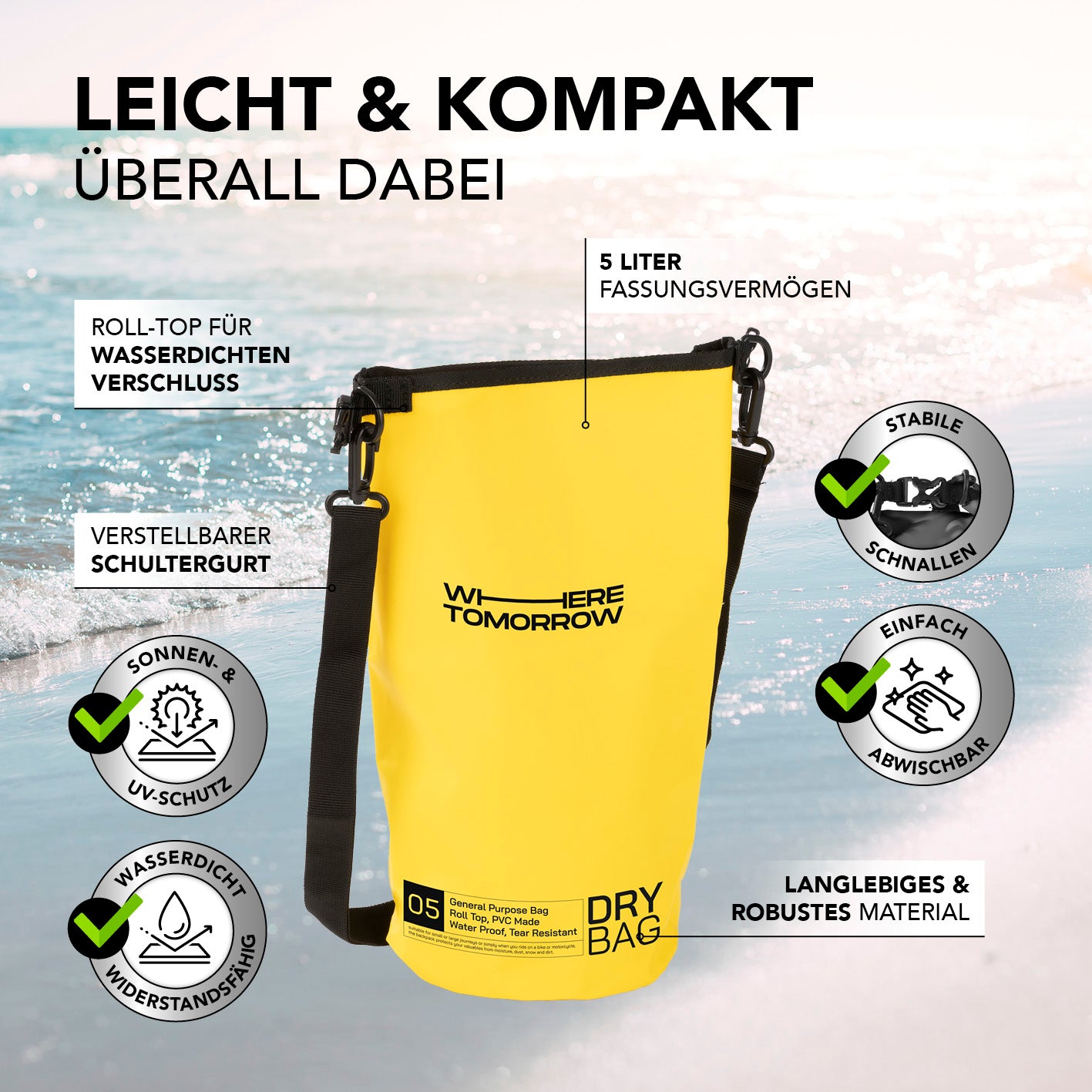 Dry Bag 5L - Style 01 - Gelb