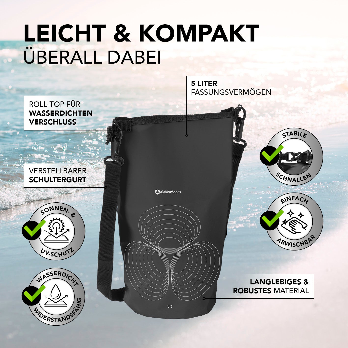 Dry Bag 5L - Schwarz
