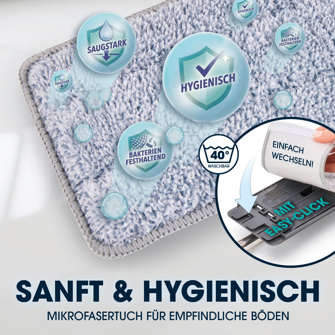 Komfort-Mopp DuoTank - grau-rot + Ersatz-Wischpad 2er-Set