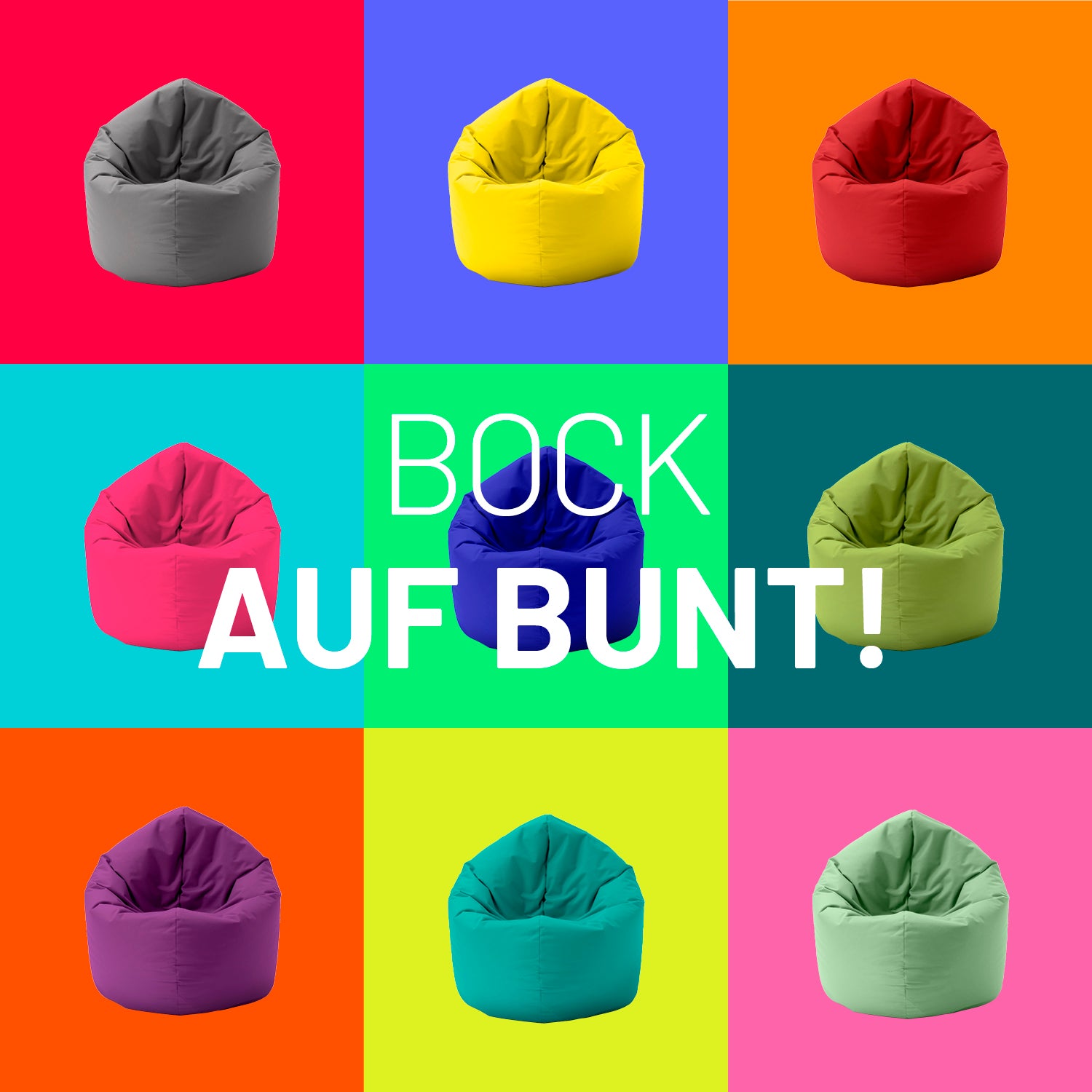 Sitzsack Drops (300 L) - indoor & outdoor - Senfgelb präsentiert auf buntem Hintergrund in stilvollem Design.