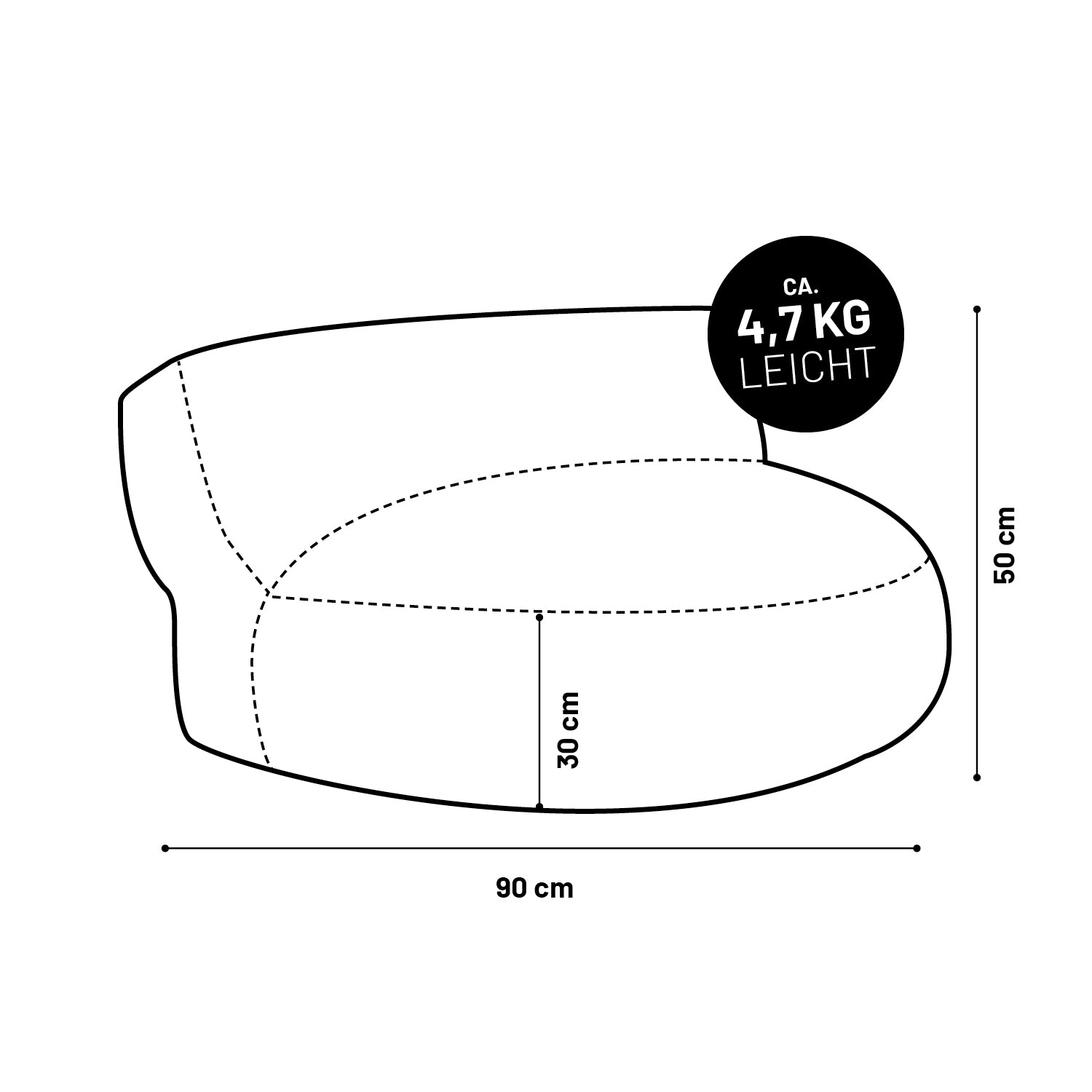 Sitzsack Lounge (320 L) - indoor & outdoor - Senfgelb mit Maßen 90x50x30 cm und ca. 4,7 kg Gewicht, leichter Sitzsack für drinnen und draußen.