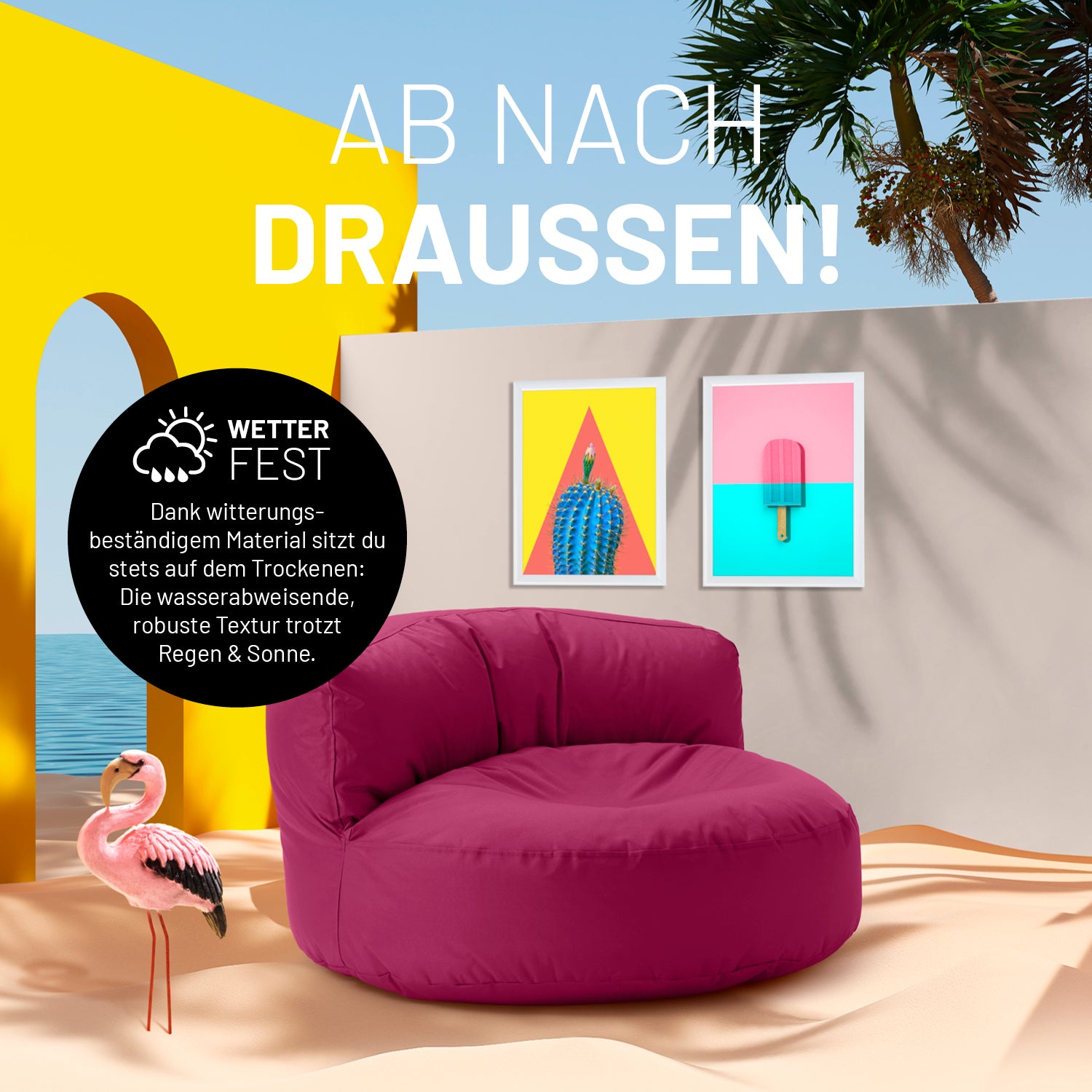 Sitzsack Lounge (320 L) - indoor & outdoor - Weinrot als wetterfester Loungesessel für drinnen und draußen.