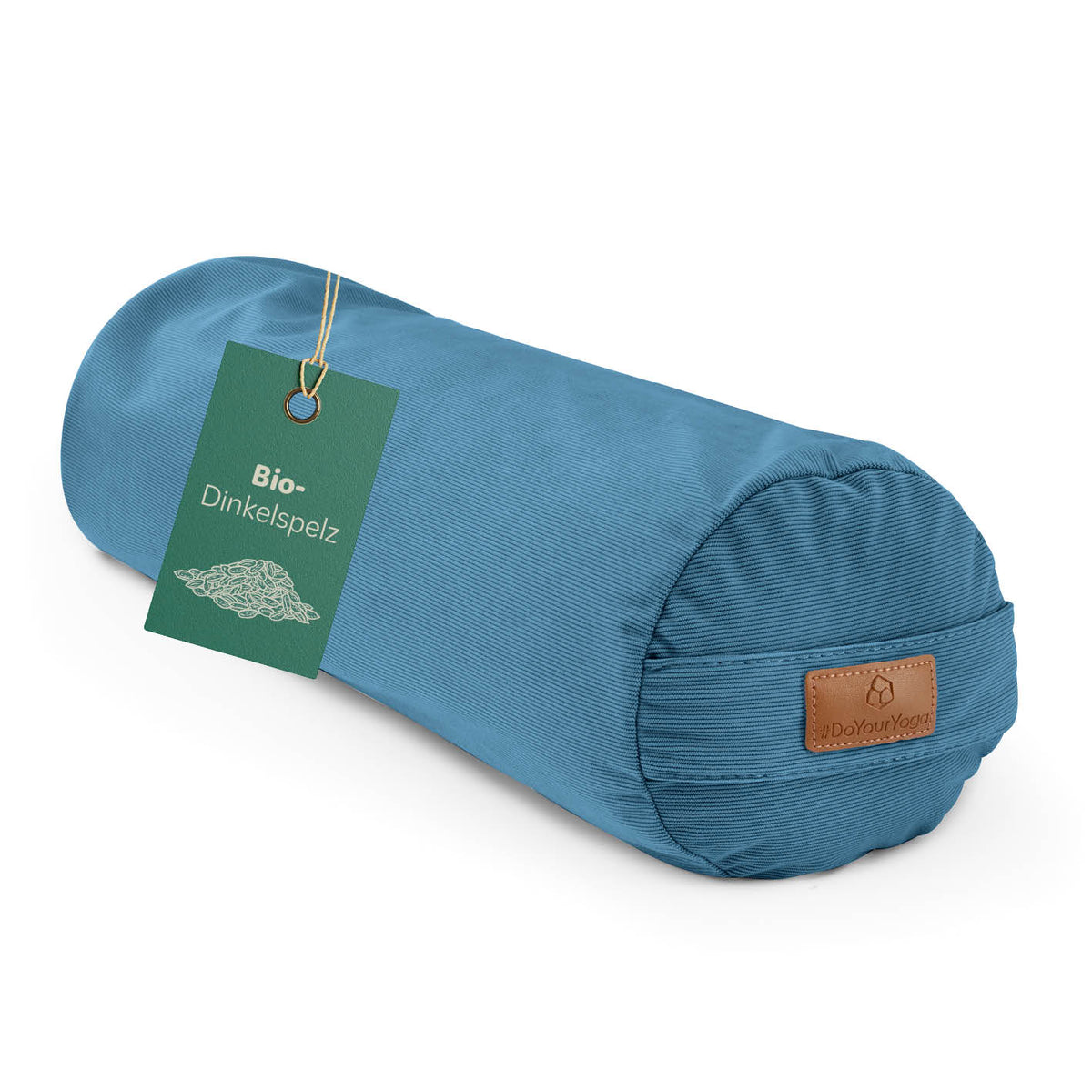 Yoga-Bolster Tarik - gefüllt mit Bio-Dinkelspelz - 68 x 22 x 22 cm - Blaugrün