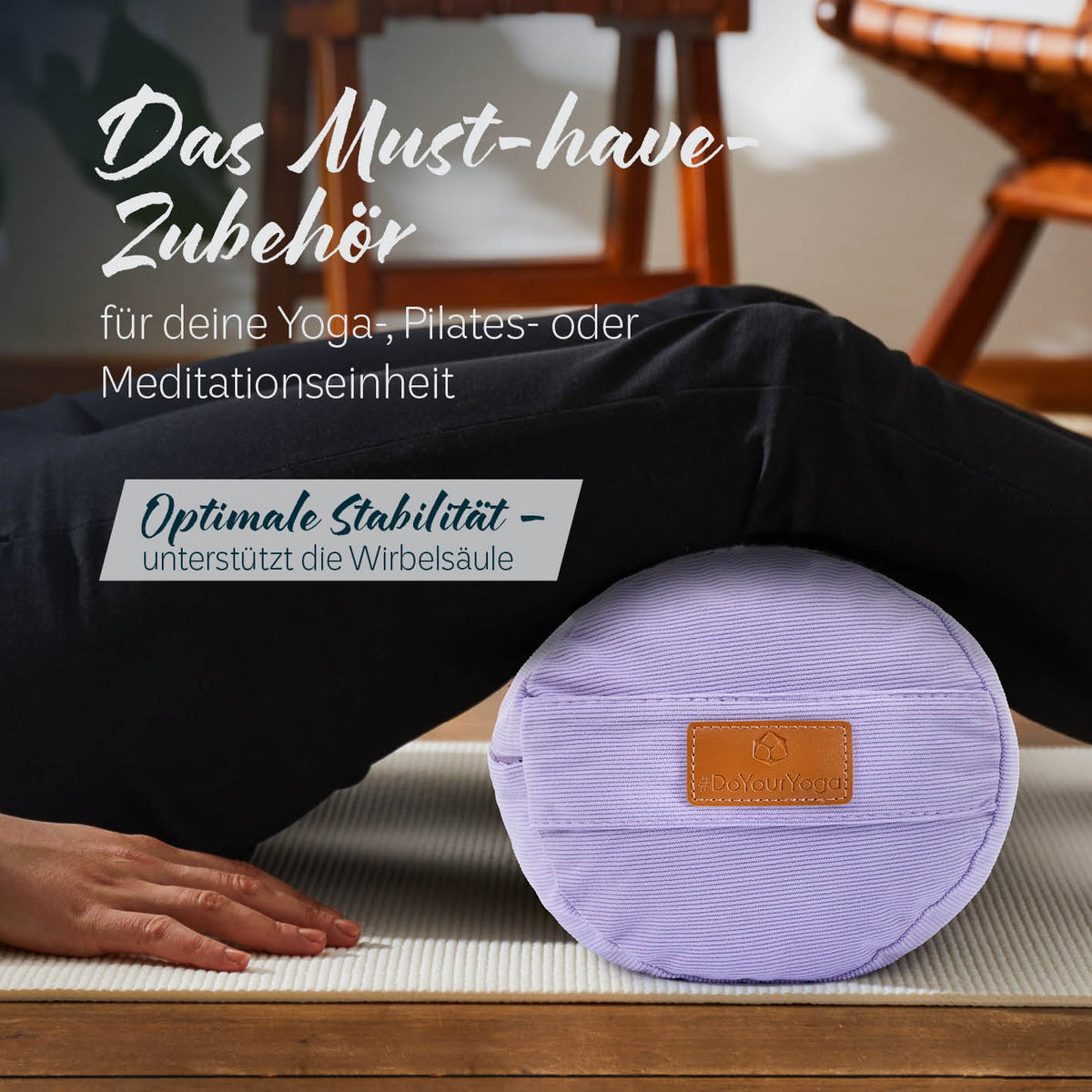Yoga-Bolster Tarik - gefüllt mit Bio-Dinkelspelz - 68 x 22 x 22 cm - Lila