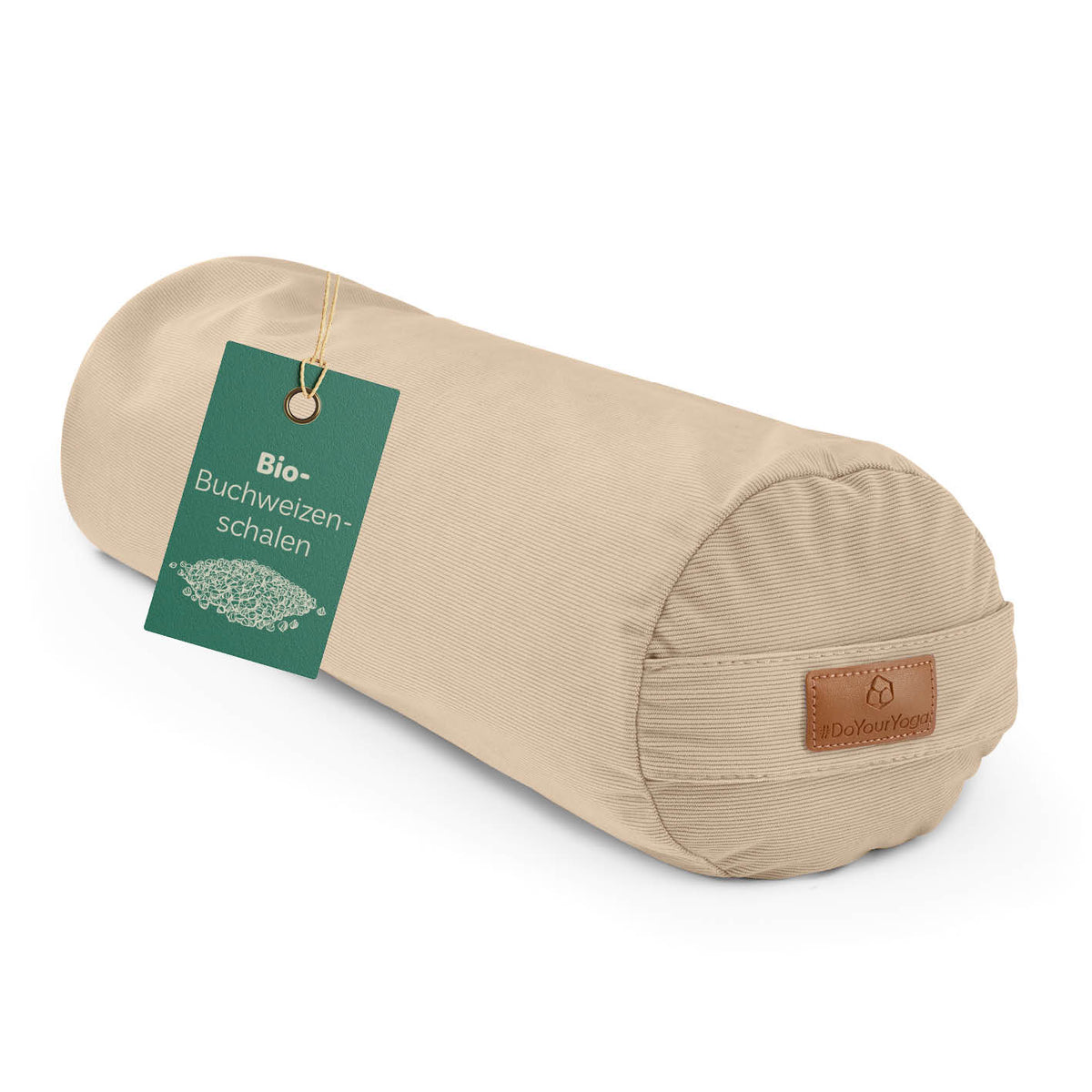 Yoga-Bolster Tarik - gefüllt mit Bio-Buchweizenschalen - 68 x 22 x 22 cm - Creme
