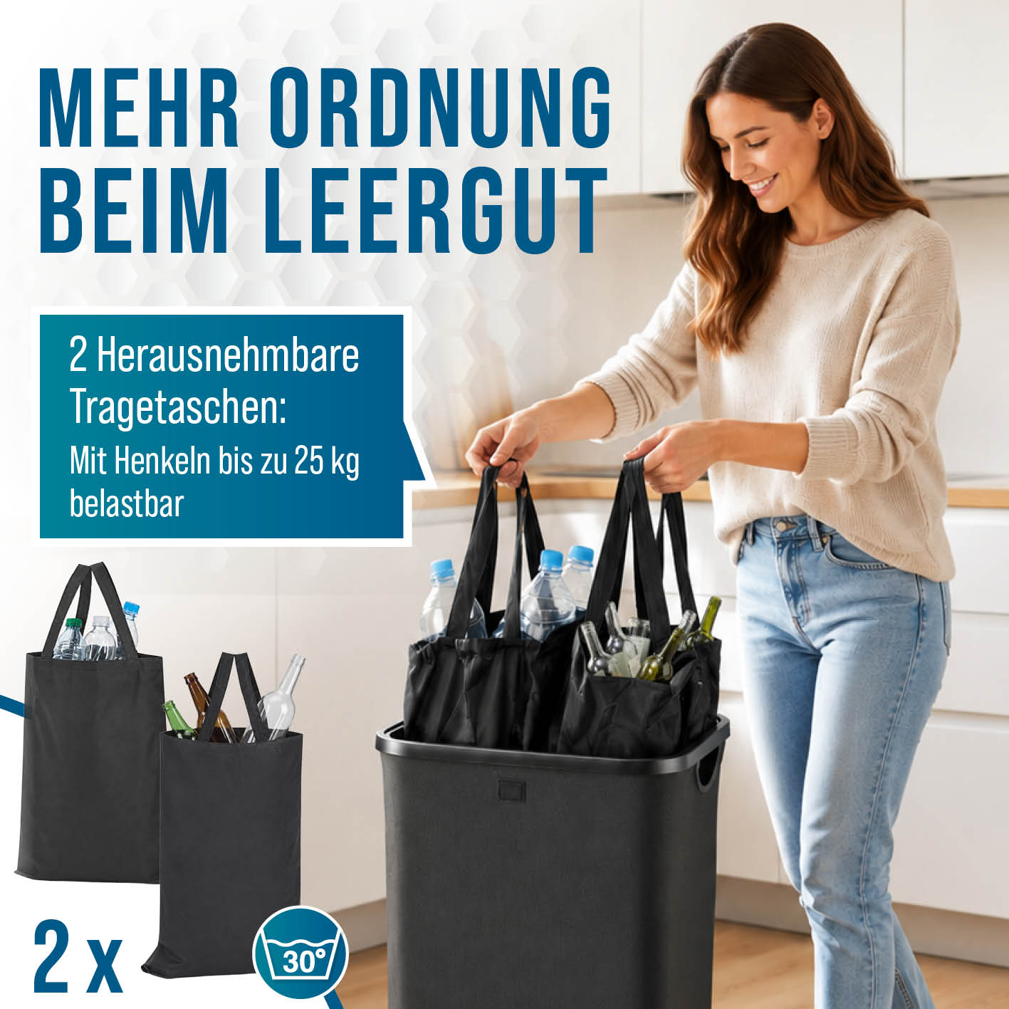 2in1 Glas- & Pfandflaschen-Sammelbehälter