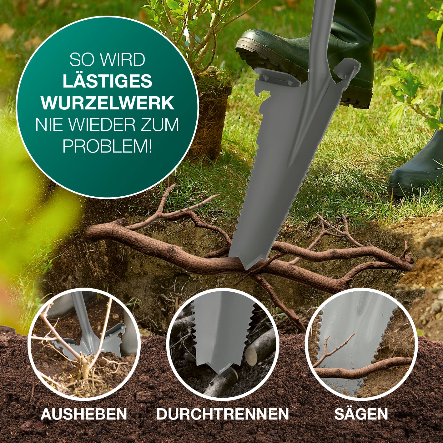 Gartenwerkzeug-Set mit Wurzelsägefunktion - 2-tlg.