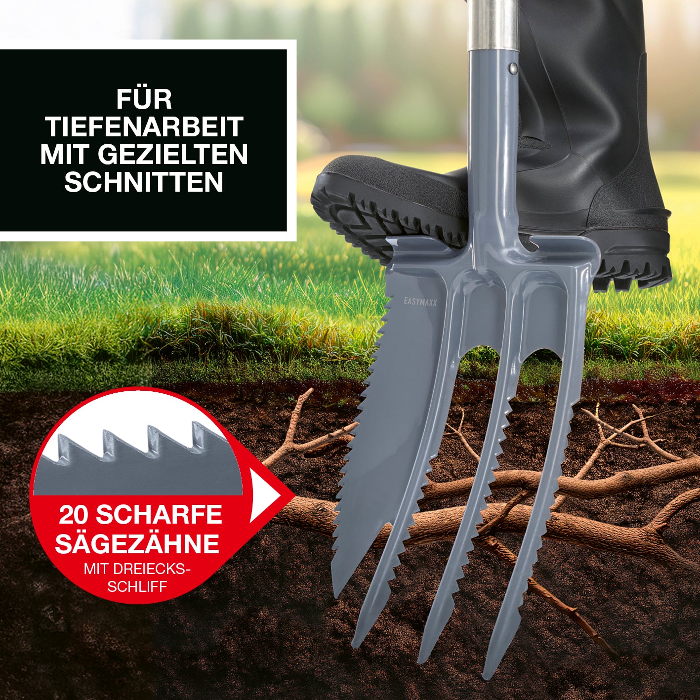 Gartenwerkzeug-Set mit Wurzelsägefunktion - 3-tlg.