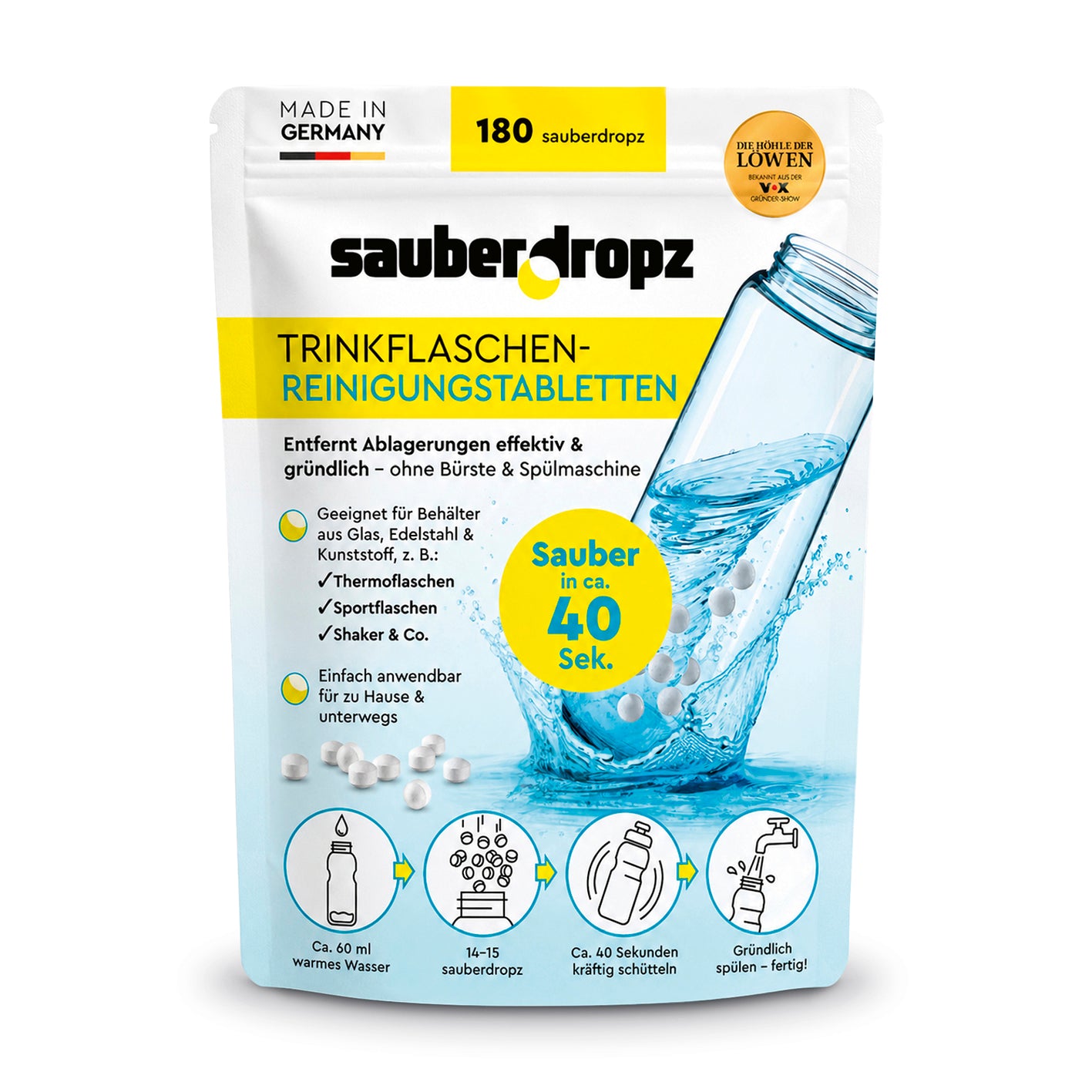Reinigungstabletten mit sauberDROPZ-Effekt - 180 Tabs