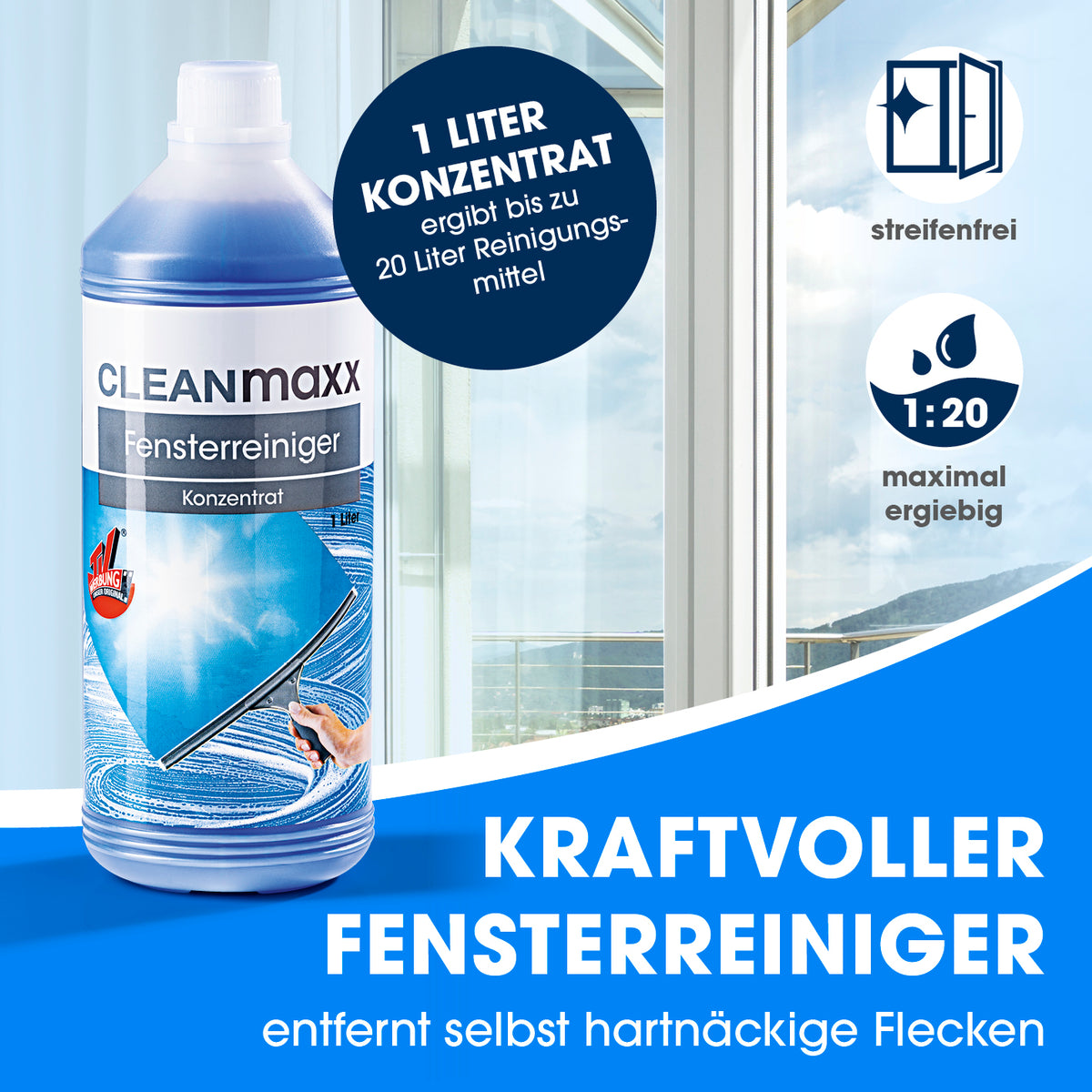 Fensterreiniger-Set - 8-tlg. - Grau/Rot mit Fensterreiniger-Konzentrat für streifenfreie Reinigung